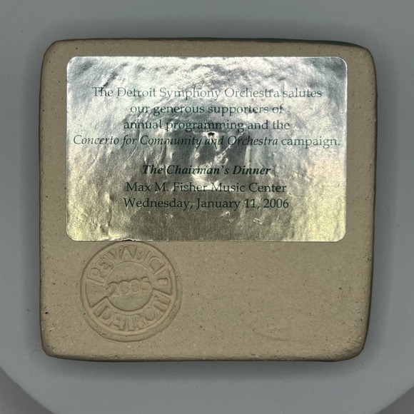 Pewabic Pottery Detroit Skyline Green Tile DSO 06 Chairmans Dinner Commemorative - Picture 2 of 8